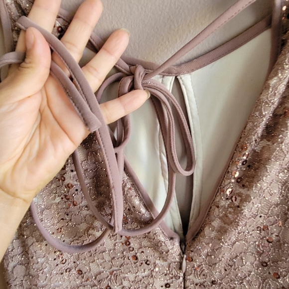 Excellent NW NightWay Black Sequined Lace Cocktail Party Formal Dress Size 10 - Picture 9 of 14